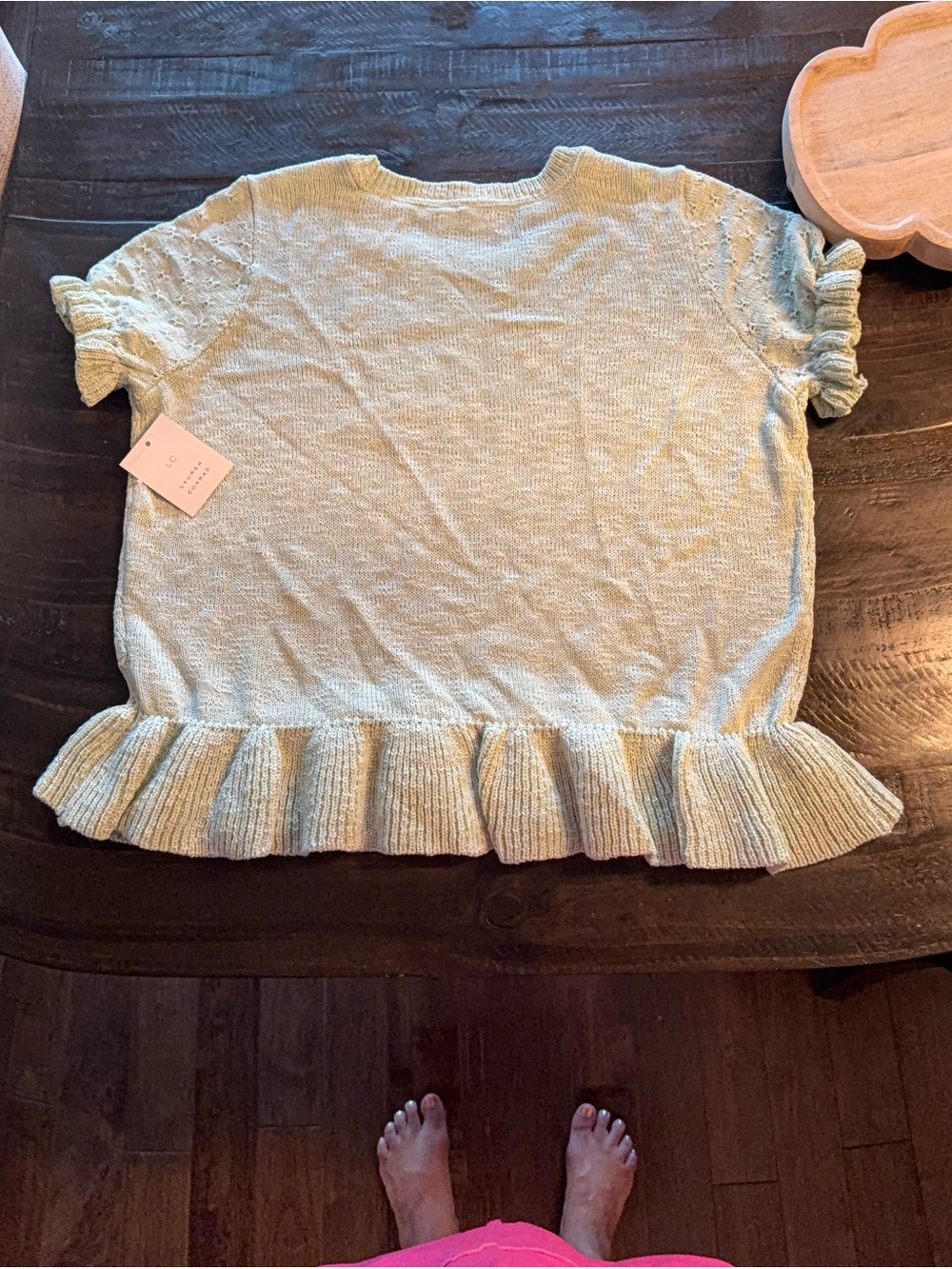 🌿 NWT LC Lauren Conrad Flutter Peplum Sweater Tee 🌿 - Picture 3 of 3